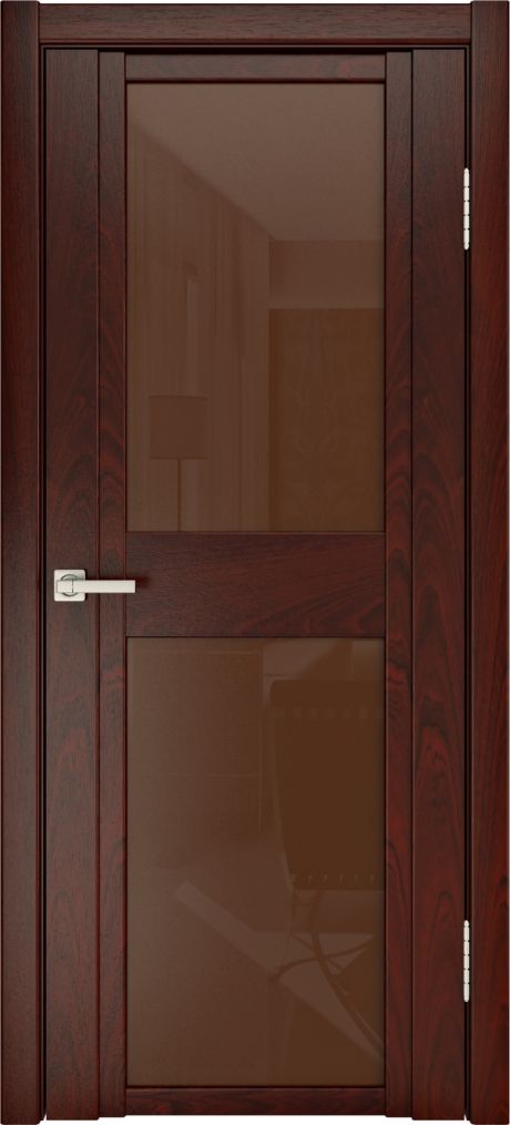 Межкомнатная дверь со стеклом QDO D Красное дерево Шпон (Мильяна)
