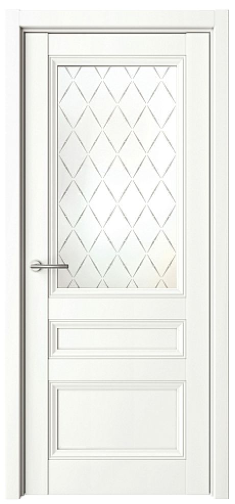 Межкомнатная дверь со стеклом Византия Белый Vinyl Стекло мателюкс "Лорд серый" (ALBERO)