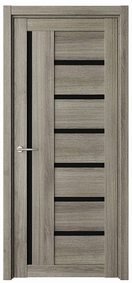 Межкомнатная дверь со стеклом Мадрид Пепельный ясень Эко-шпон Стекло черное (ALBERO)