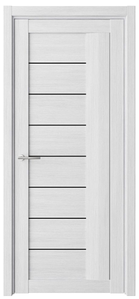 Межкомнатная дверь со стеклом Марсель Кедр снежный Эко-шпон Стекло черное (ALBERO)