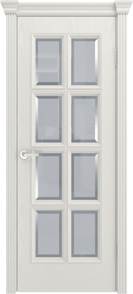 Межкомнатная дверь со стеклом Палермо Бьянко Шпон (Мильяна)