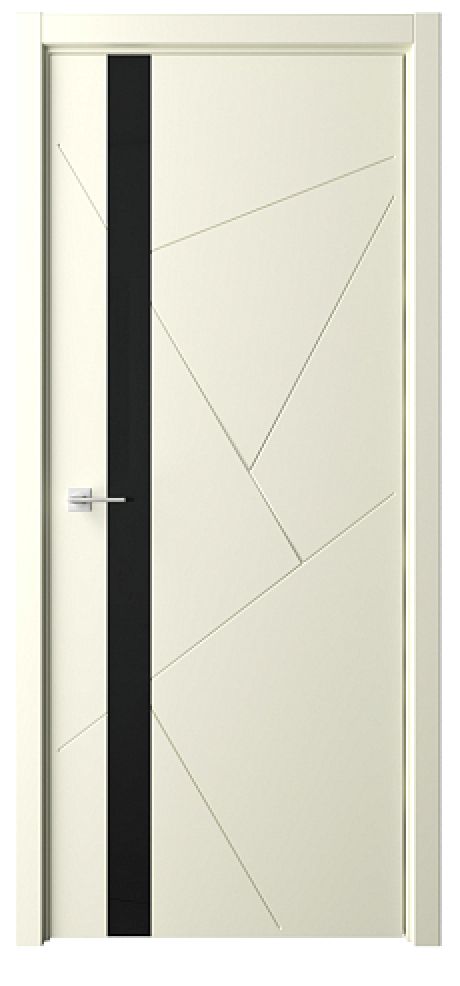 Межкомнатная дверь со стеклом ПО Геометрия-6 Латте Эмаль Стекло черное (ALBERO)