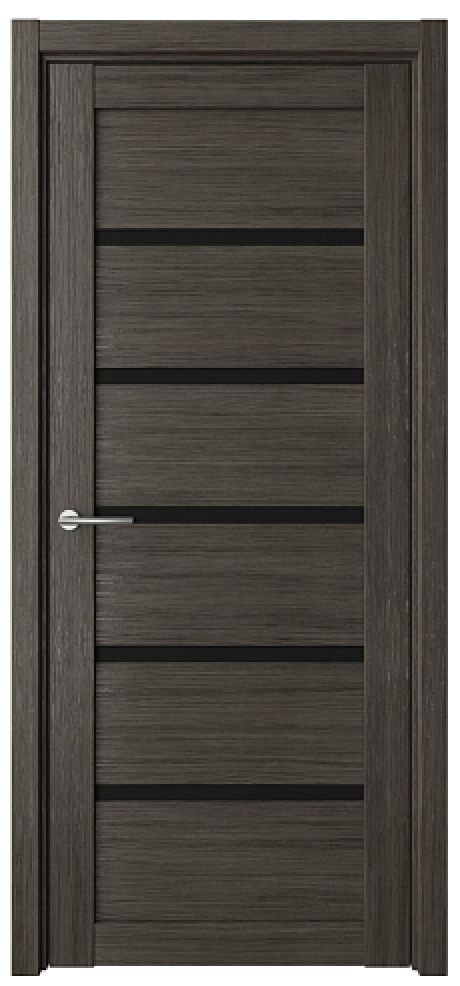 Межкомнатная дверь со стеклом Вена Серый кедр Эко-шпон Стекло черное (ALBERO)