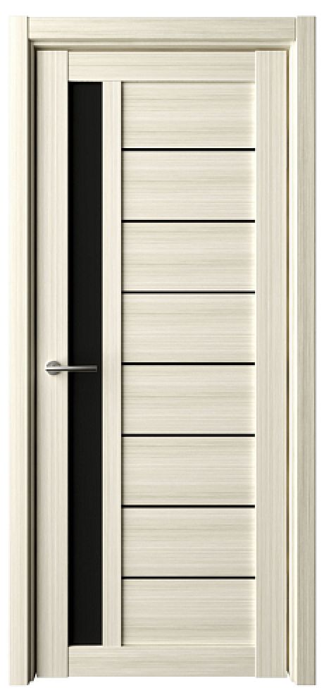 Межкомнатная дверь со стеклом Севилья Белый кипарис Эко-шпон Стекло черное (ALBERO)