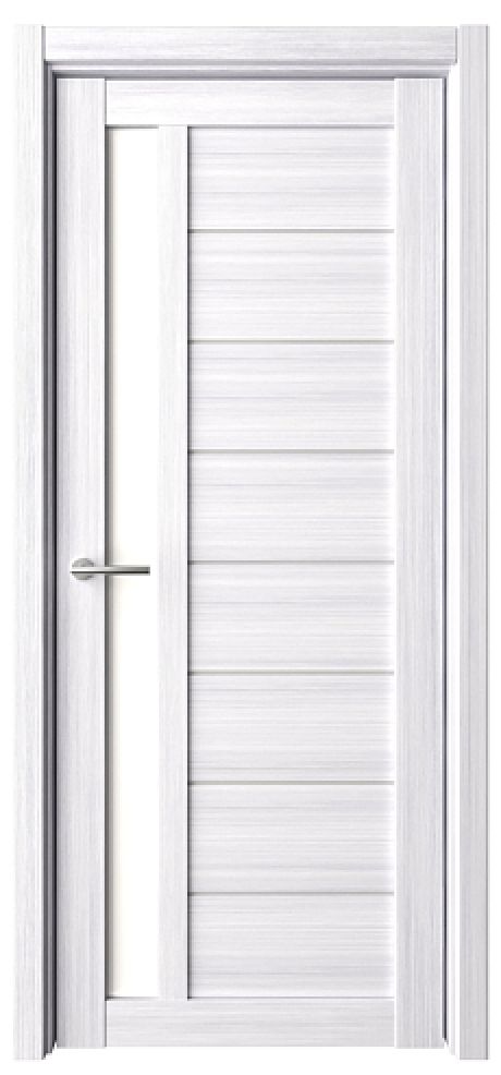 Межкомнатная дверь со стеклом Севилья Кедр снежный Эко-шпон Стекло белое (ALBERO)