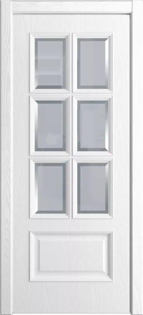 Межкомнатная дверь со стеклом Палермо-1 Белоснежный Шпон (Мильяна)