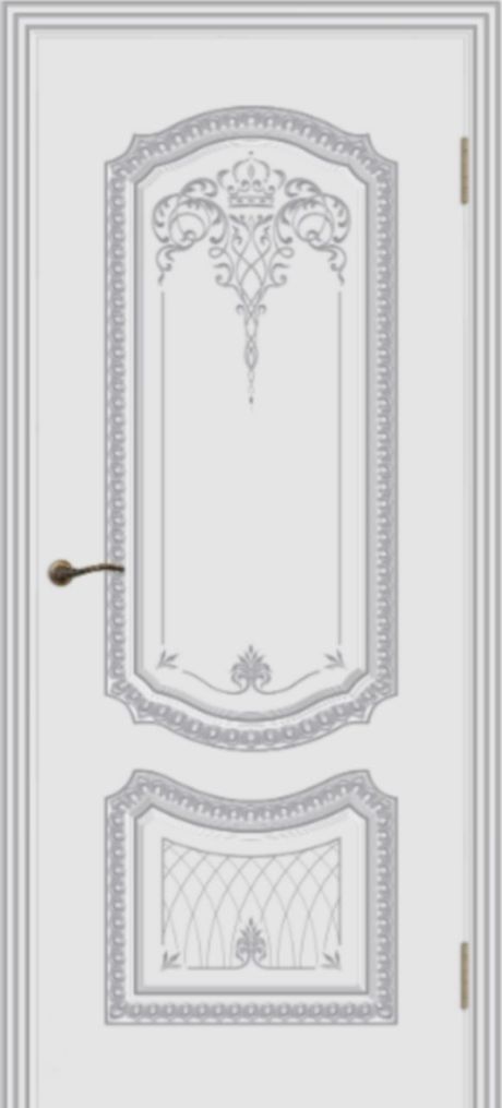 Глухая межкомнатная дверь Соло Нью Белый с патиной Серебро Эмаль (Шейл Дорс)