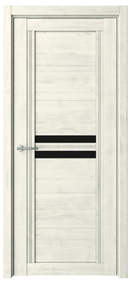 Межкомнатная дверь со стеклом Каролина Жемчужный Soft Touch Стекло черное (ALBERO)