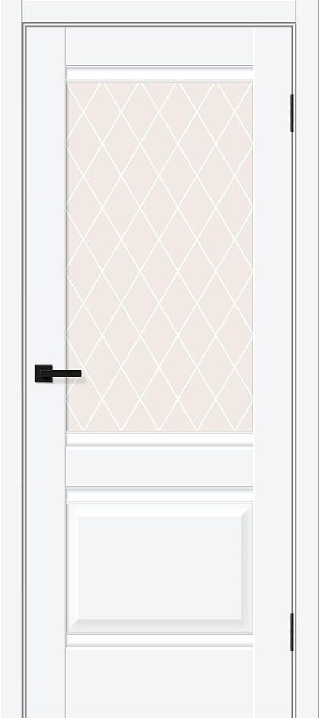 Межкомнатная дверь остекленная Прима-3 White Silk (BRAVO)