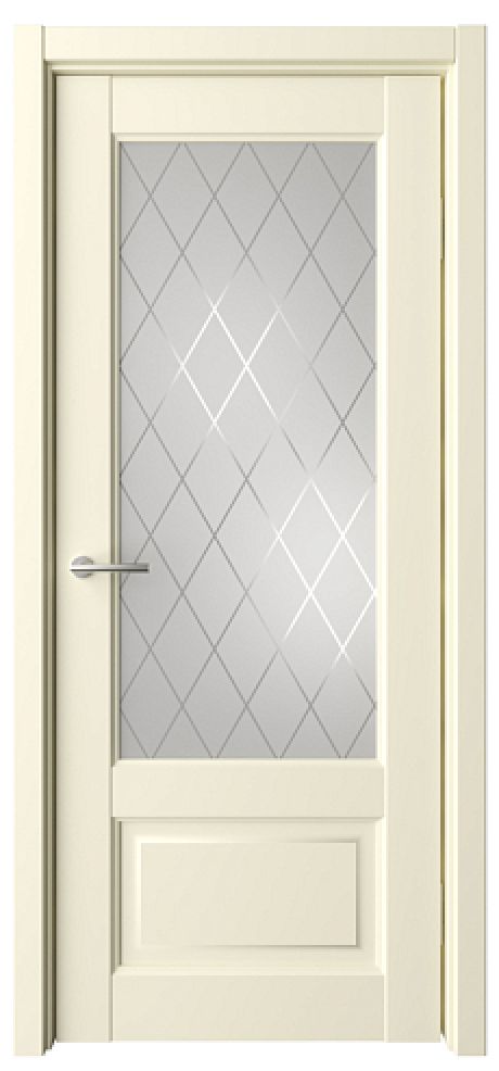 Межкомнатная дверь Эрмитаж-1 Ваниль Vinyl Мателюкс с алмазной гравировкой "Ромб" (ALBERO)