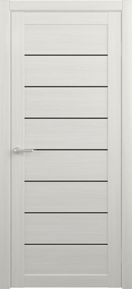 Межкомнатная дверь со стеклом Сеул Белый кипарис Эко-шпон Стекло черное (ALBERO)