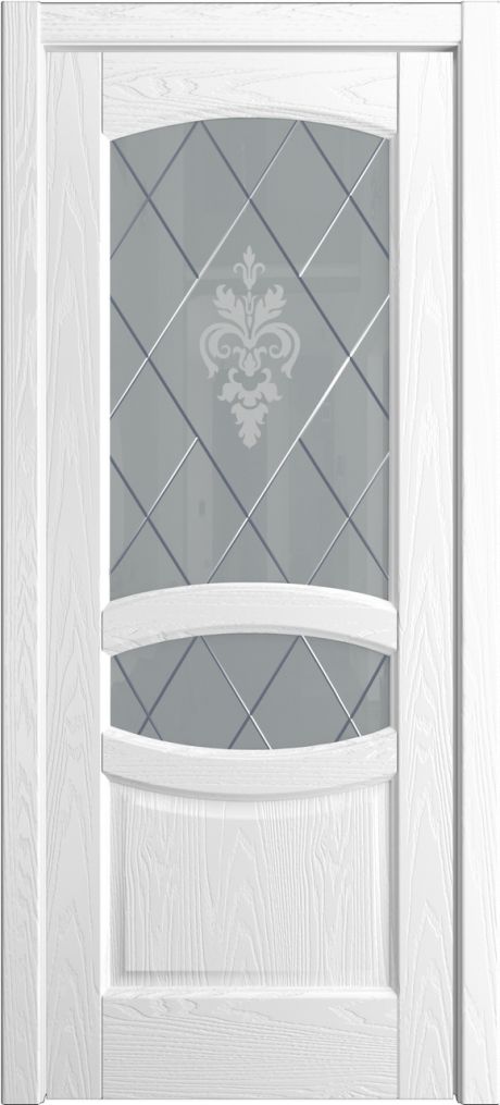 Межкомнатная дверь со стеклом София Белоснежный Шпон (Мильяна)