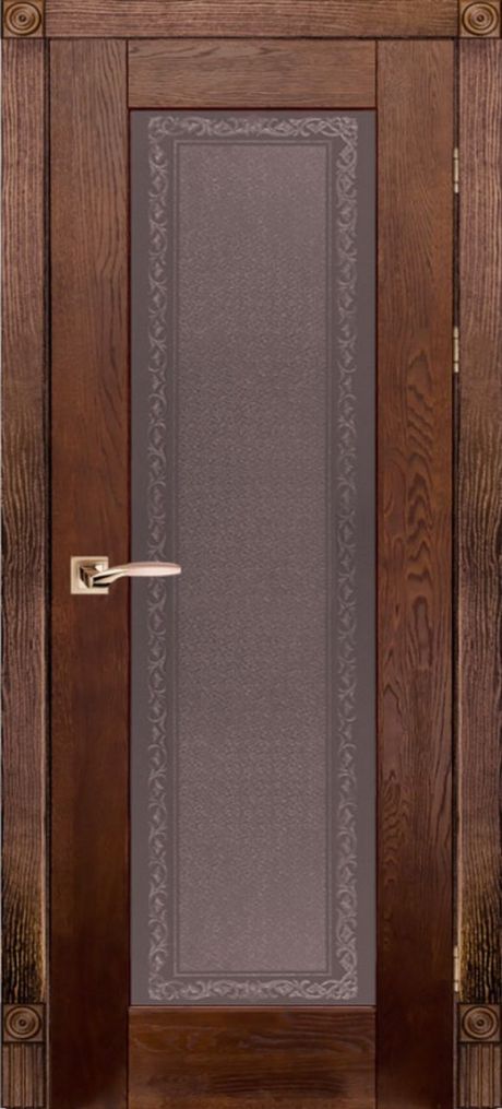 Межкомнатная дверь со стеклом Хай-тек №2 Античный орех Массив дуба (ОКА)