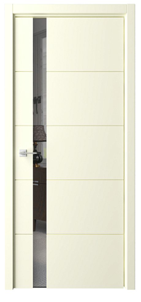 Межкомнатная дверь с зеркалом ПО Геометрия-7 Латте Эмаль Зеркало грей (ALBERO)