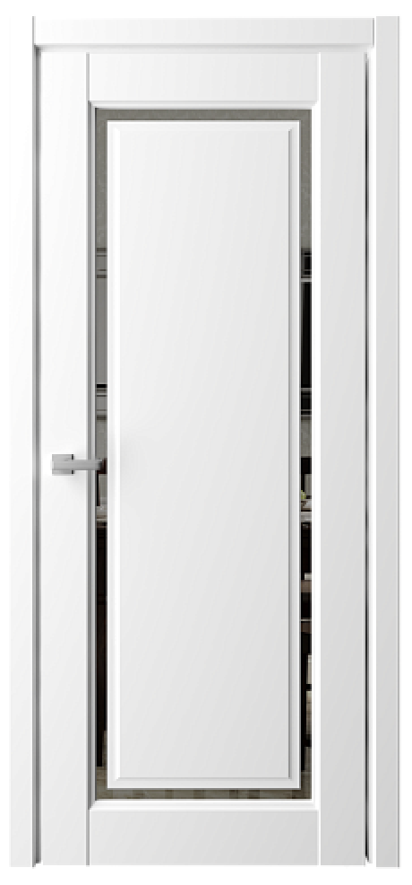 Межкомнатная дверь с зеркалом Эрмитаж-8 Белый Vinyl Зеркало грей (ALBERO)