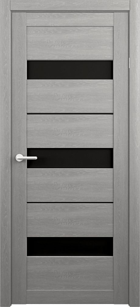 Межкомнатная дверь со стеклом Прага Пепельный дуб Art-Vinyl Стекло черное (ALBERO)