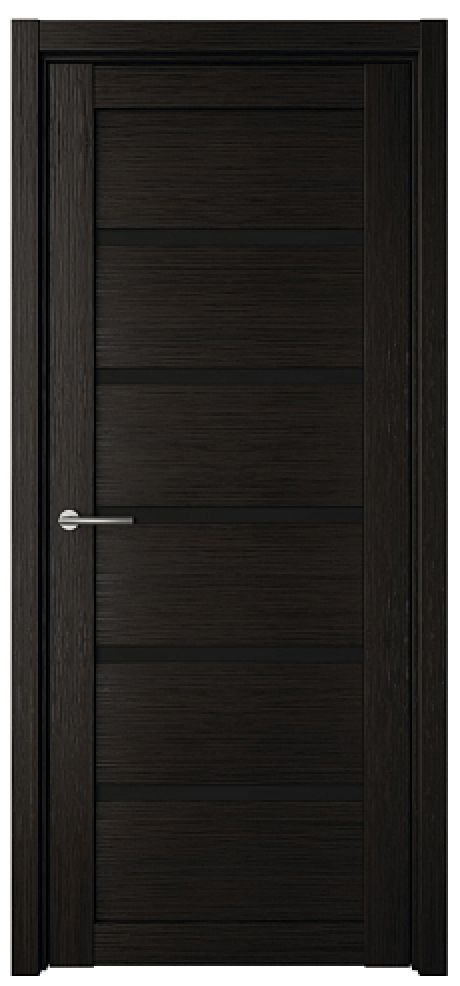 Межкомнатная дверь со стеклом Вена Темный кипарис Эко-шпон Стекло черное (ALBERO)