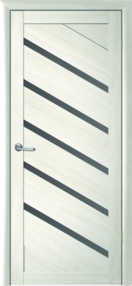 Межкомнатная дверь со стеклом Сингапур Белый кипарис Эко-шпон Стекло графитовое (ALBERO)