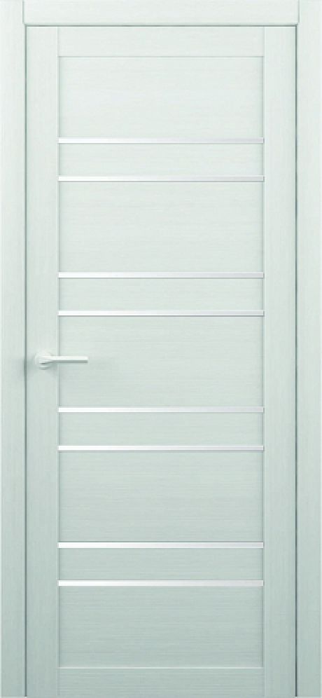 Межкомнатная дверь со стеклом Тренд-14 Белая лиственница Eco Tex Стекло белое (ALBERO)