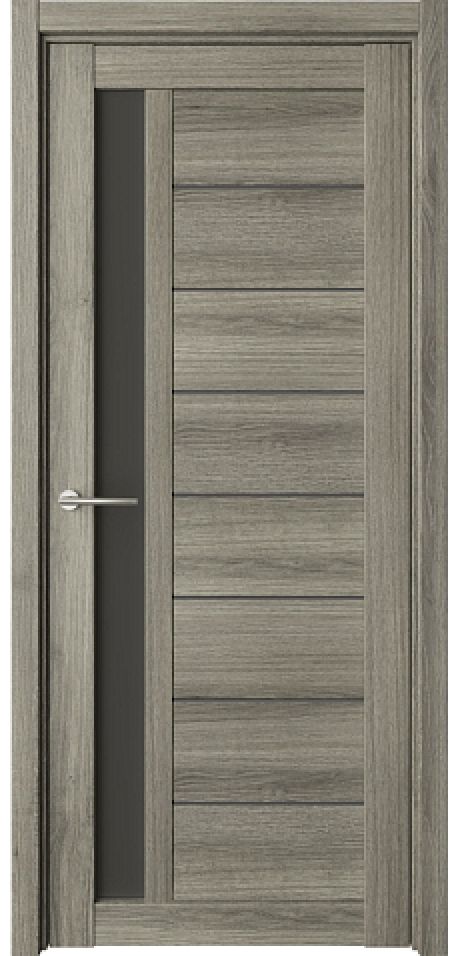 Межкомнатная дверь со стеклом Севилья Пепельный ясень Эко-шпон Стекло черное (ALBERO)