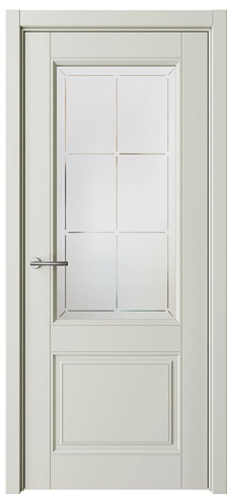 Межкомнатная дверь со стеклом ПО Классика-2 Латте Эмаль Стекло мателюкс "Прованс" (ALBERO)