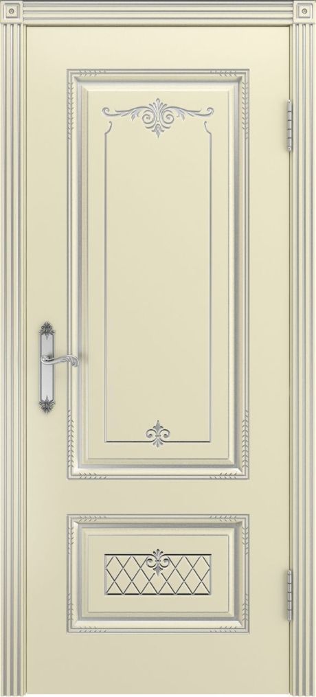 Глухая межкомнатная дверь Аккорд В3 Слоновая кость с патиной Серебро Эмаль (Бипи Дорс)