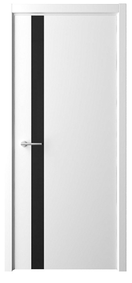 Межкомнатная дверь со стеклом ПО Геометрия-5 Белый Эмаль Стекло черное (ALBERO)