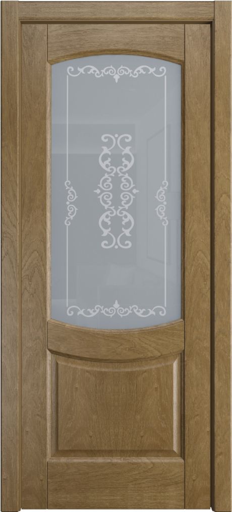 Межкомнатная дверь со стеклом Эрнеста Дуб янтарь Шпон (Мильяна)