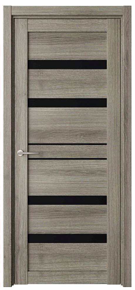 Межкомнатная дверь со стеклом Дрезден Пепельный ясень Эко-шпон Стекло черное (ALBERO)