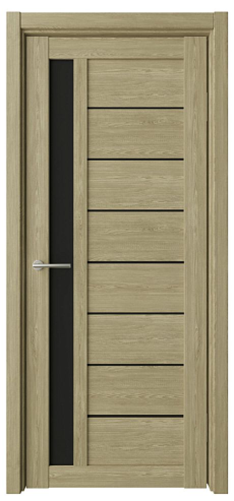 Межкомнатная дверь со стеклом Севилья Натуральный дуб Эко-шпон Стекло черное (ALBERO)