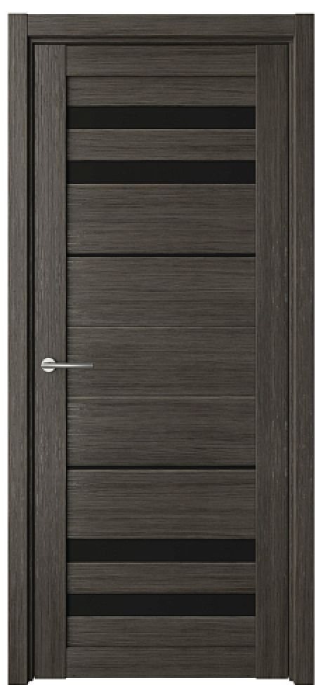 Межкомнатная дверь со стеклом Пекин Серый кедр Эко-шпон Стекло черное (ALBERO)