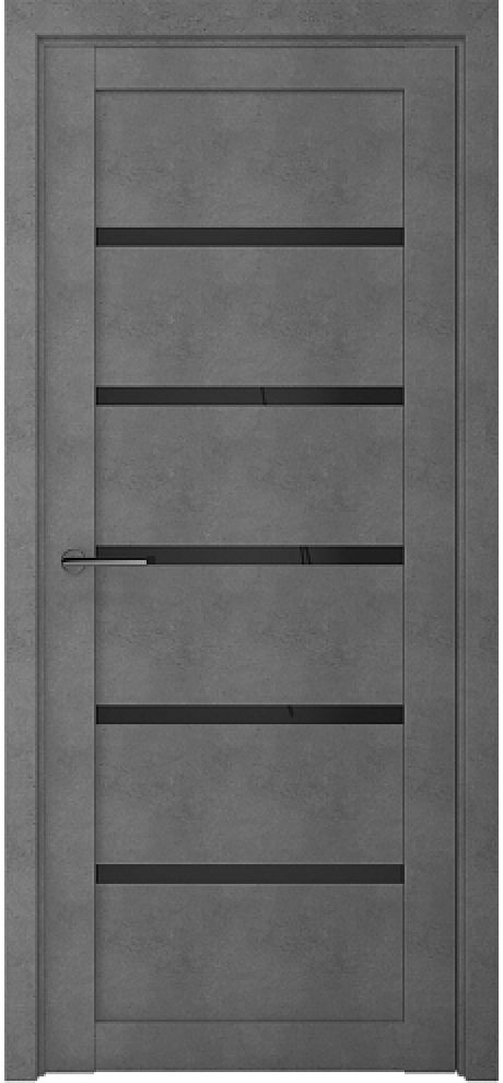 Межкомнатная дверь со стеклом Вена Темный Бетон Стекло черное (ALBERO)