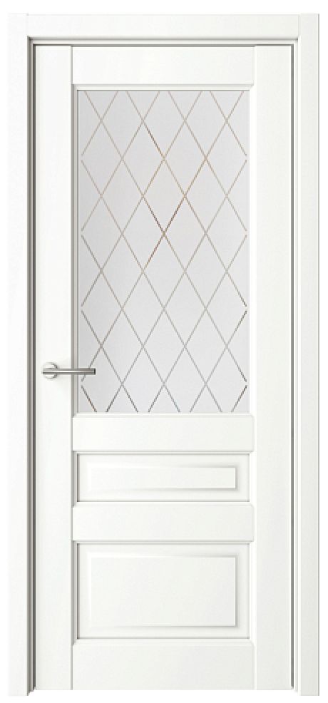 Межкомнатная дверь Эрмитаж-2 Белый Vinyl Мателюкс с алмазной гравировкой "Ромб" (ALBERO)