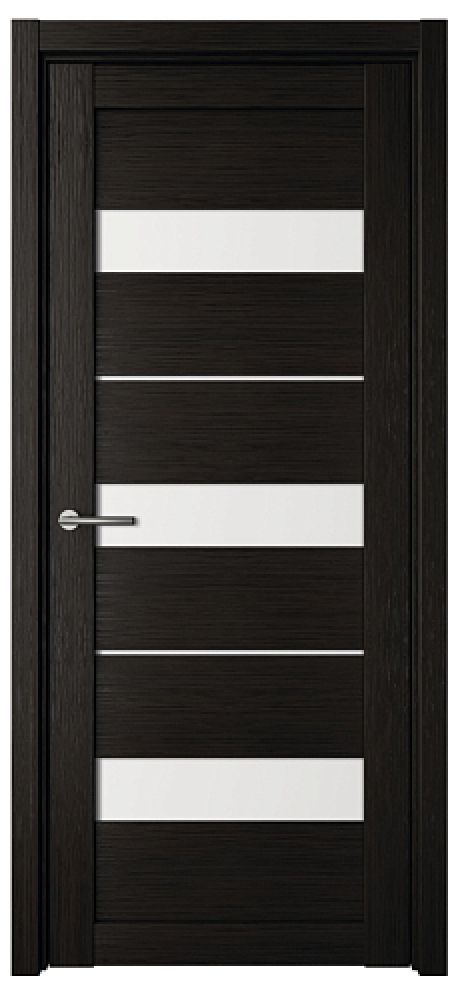 Межкомнатная дверь со стеклом Прага Темный кипарис Эко-шпон Стекло белое (ALBERO)