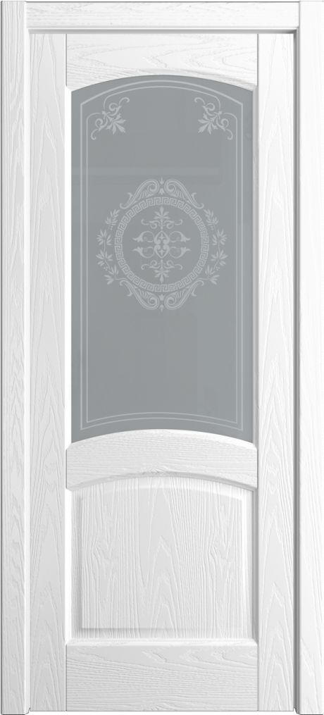 Межкомнатная дверь со стеклом Фиона Белоснежный Шпон (Мильяна)