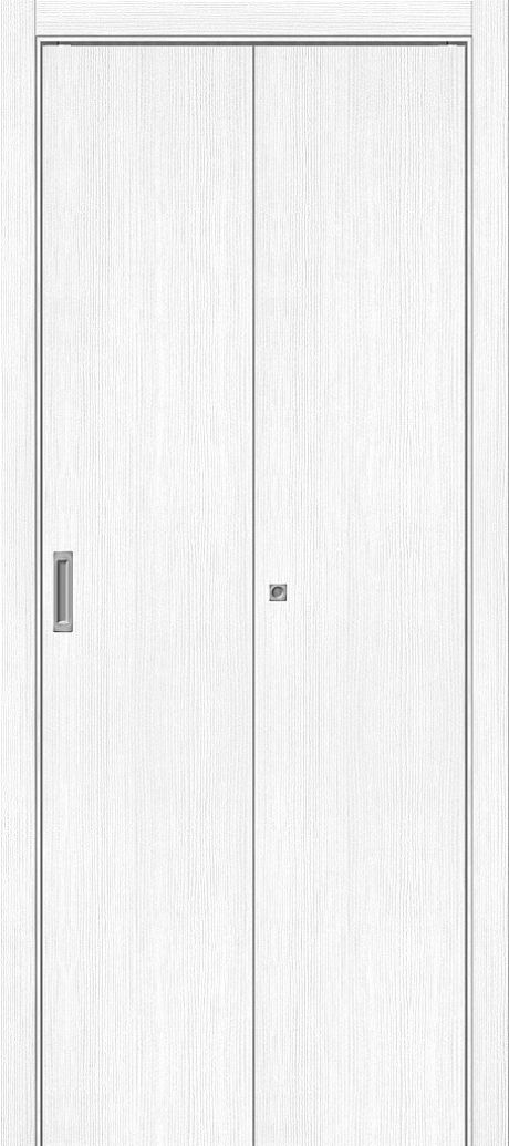 Складная межкомнатная дверь глухая Браво-0 Bravo Snow Melinga (Mr.wood)