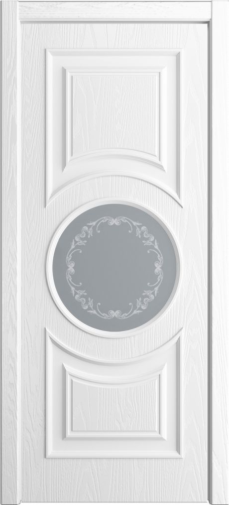 Межкомнатная дверь со стеклом Адриана Белоснежный Шпон (Мильяна)