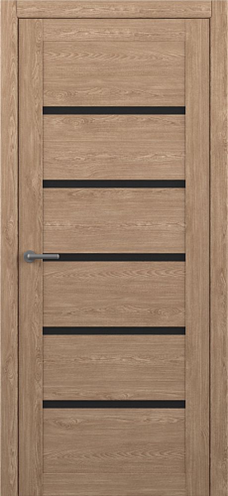 Межкомнатная дверь со стеклом Вена Натуральный дуб Эко-шпон Стекло черное (ALBERO)