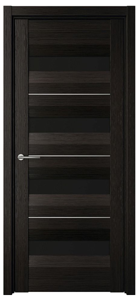 Межкомнатная дверь со стеклом Барселона Темный кипарис Эко-шпон Стекло черное (ALBERO)