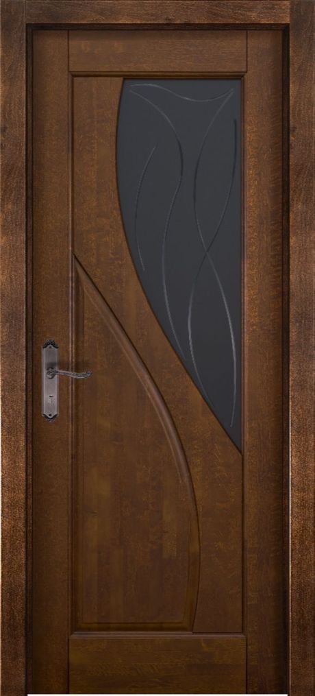 Межкомнатная дверь со стеклом Даяна Античный орех Массив ольхи (ОКА)