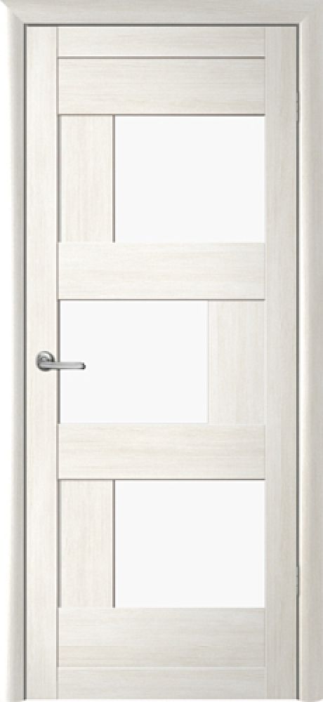 Межкомнатная дверь со стеклом Стокгольм Белый кипарис Эко-шпон Стекло белое (ALBERO)