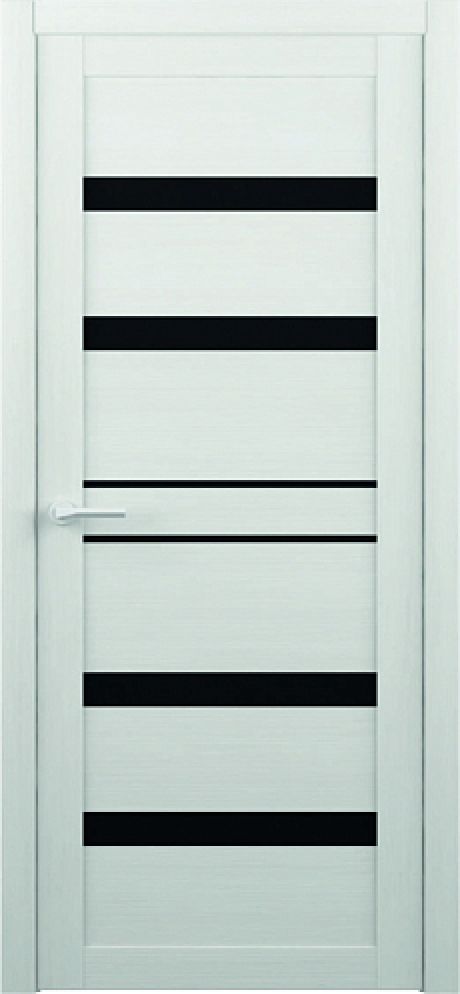 Межкомнатная дверь со стеклом Тренд-12 Белая лиственница Eco Tex Стекло черное (ALBERO)