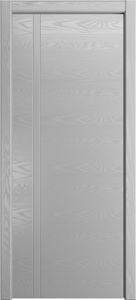 Глухая межкомнатная дверь ID-Y c чередованием Светло серая Шпон (Мильяна)