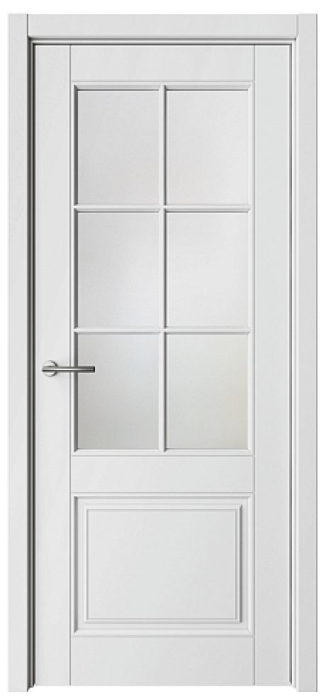 Межкомнатная дверь со стеклом ПО Классика-4 Белый Эмаль Стекло мателюкс (ALBERO)