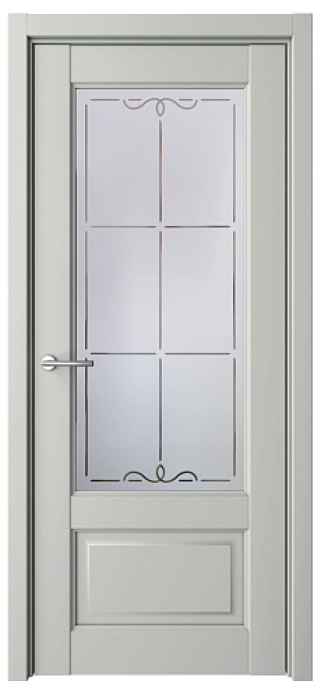 Межкомнатная дверь Эрмитаж-1 Платина Vinyl Мателюкс с алмазной гравировкой "Галерея" (ALBERO)