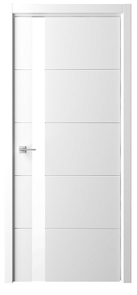 Межкомнатная дверь со стеклом ПО Геометрия-7 Белый Эмаль Стекло белое (ALBERO)