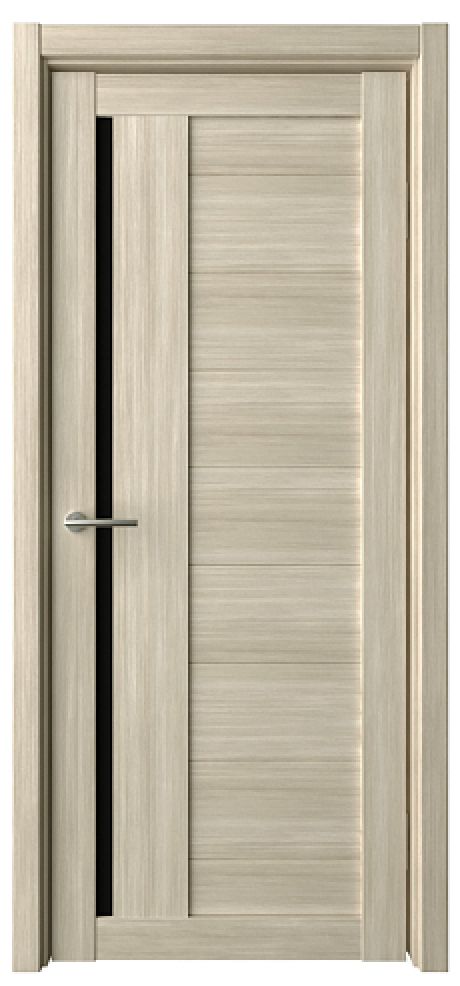 Межкомнатная дверь со стеклом Валенсия Лиственница мокко Эко-шпон Стекло черное (ALBERO)