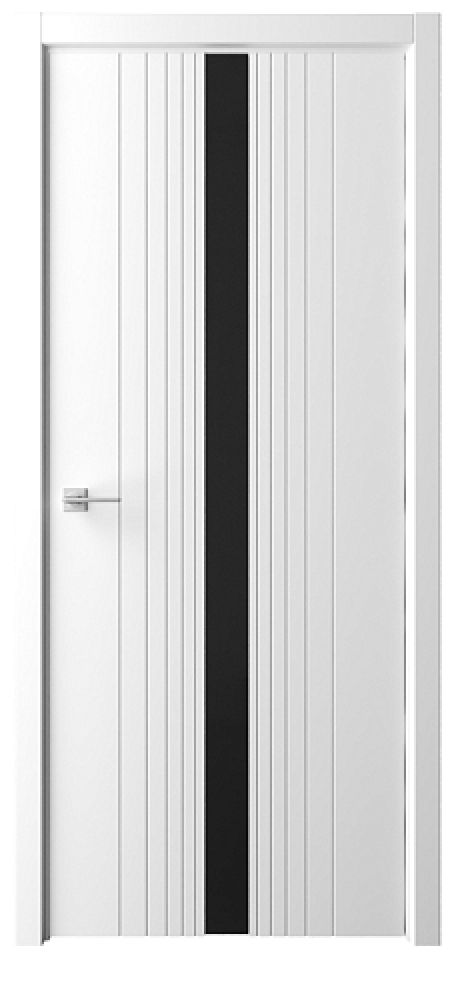 Межкомнатная дверь со стеклом ПО Геометрия-8 Белый Эмаль Стекло черное (ALBERO)
