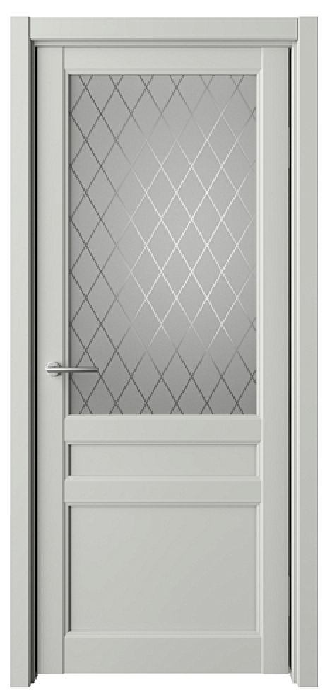 Межкомнатная дверь со стеклом Олимпия Платина Vinyl Стекло мателюкс "Рубин" (ALBERO)