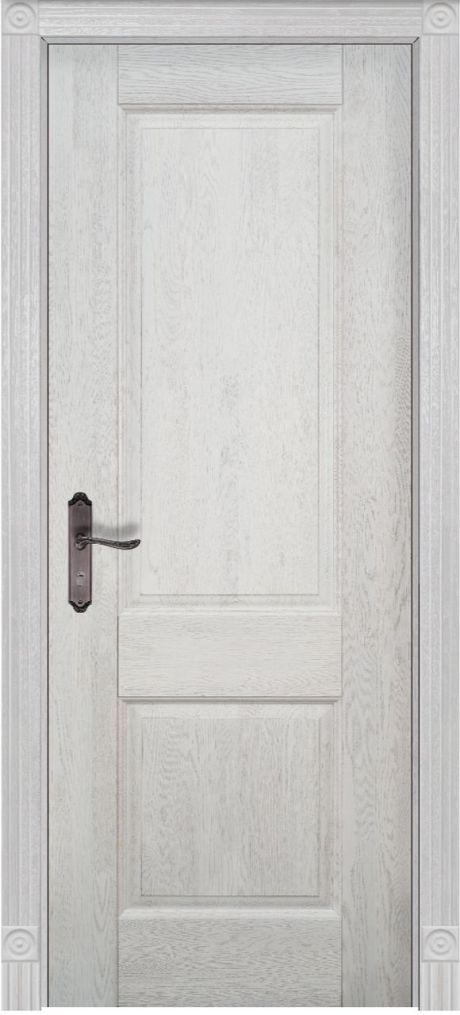 Глухая межкомнатная дверь Классик №1 Белый Массив дуба (ОКА)